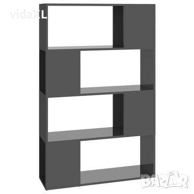 vidaXL Библиотека/разделител за стая, сив гланц, 80x24x124,5 см(SKU:809142, снимка 1