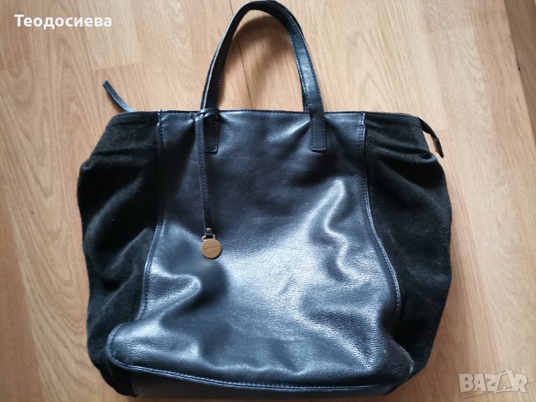 Черна дамска италианска чанта Vera Pelle, снимка 1