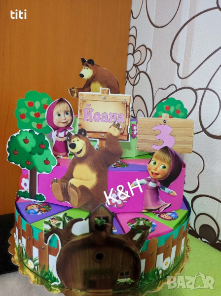 Картонена торта Маша и мечока , снимка 1