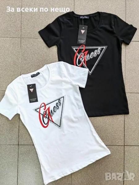 Guess Дамска Памучна Тениска С Лого С Камъни👚Дамска Блуза С Къс Ръкав Гес - 2 Цвята Код B320, снимка 1
