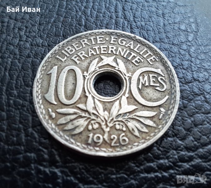 Стара монета 10 сантима 1926 г. Франция-топ !, снимка 1