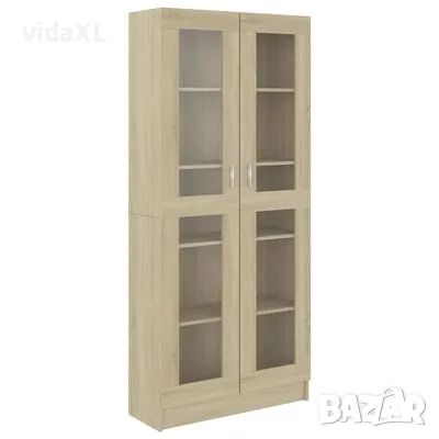 vidaXL Шкаф витрина, дъб сонома, 82,5x30,5x185,5 см, ПДЧ（SKU:802771）, снимка 1