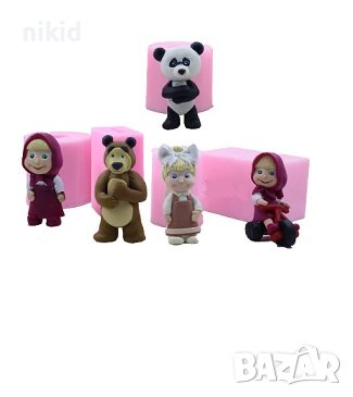 сет Маша и мечока силиконов молд форма калъп гипс кубчета гипсови фигурки с имена, снимка 1