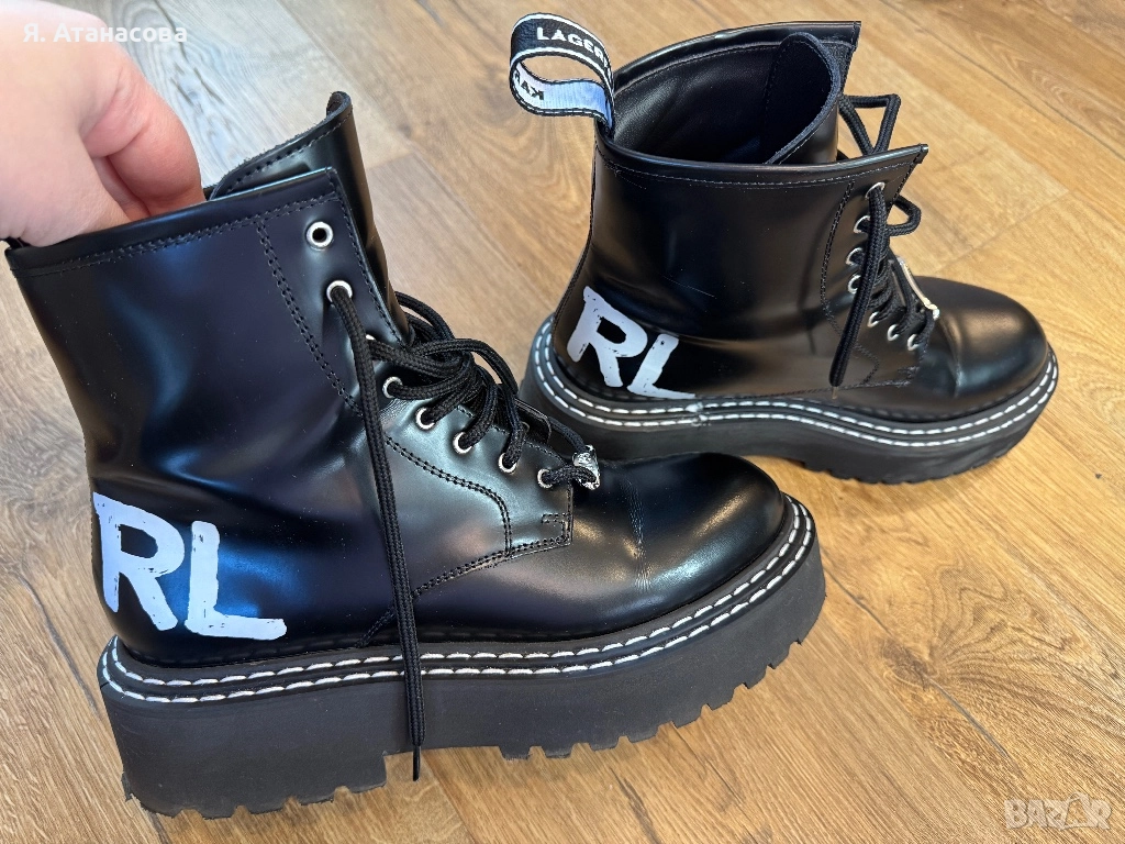 Кожени боти - Karl Lagerfeld - 39 номер, снимка 1