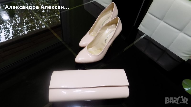 Елегантен дамски комплект обувки плюс чанта от еко кожа, снимка 1