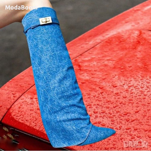 Ботуши на платформа - деним , снимка 1