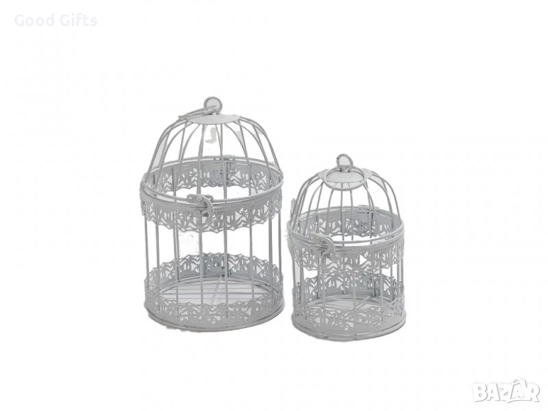 2 броя Метален кафез за декорация CAGE Flowers Бял, снимка 1