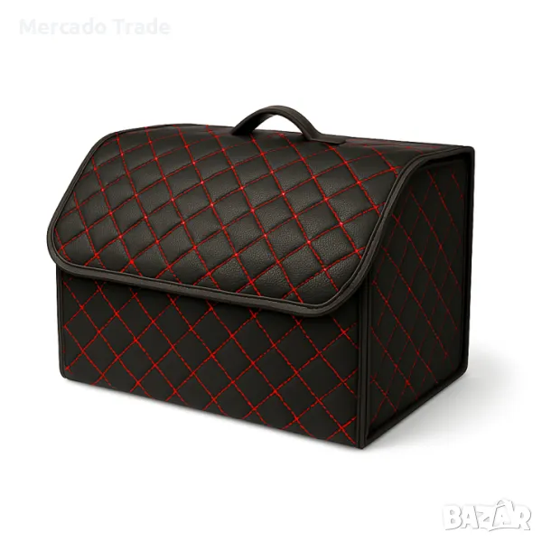 Луксозен кожен органайзер Mercado Trade, Сгъваем, С червен шев, 55х30х30см., снимка 1