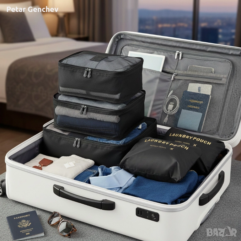 Комплект органайзер за багаж с 6 чанти за подреден и лесен транспорт, снимка 1