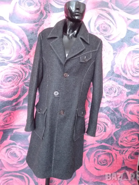 Тъмно Сиво дамско палто манто Чиста вълна ХЛ , снимка 1