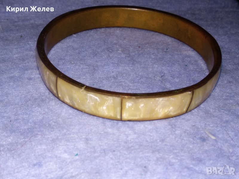 СТАРИННА БРОНЗОВА ОРИЕНТАЛСКА ЕТНО ГРИВНА ИНКРУСТИРАНА с ШЛИФОВАН ЯСПИС РЪЧНА ИЗРАБОТКА 37498, снимка 1