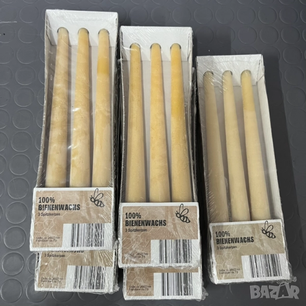 Комплект свещи от 100% пчелен восък, снимка 1