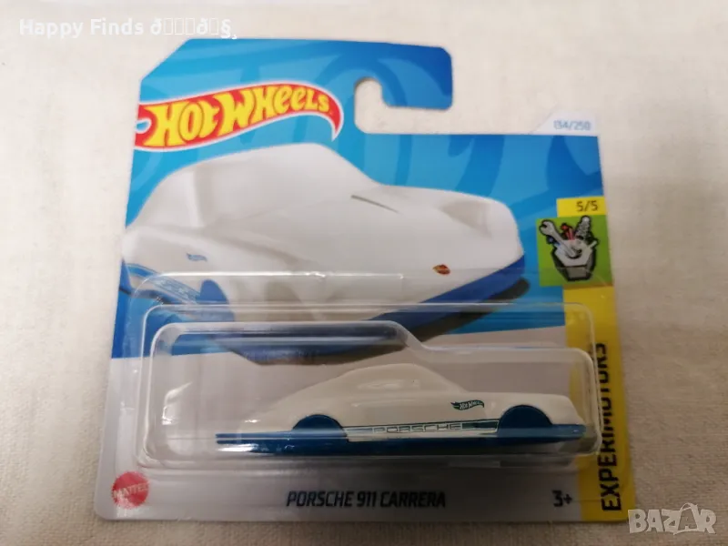 💕🧸 Hot Wheels Porsche 911 Carrera ключодържател бяло-син, снимка 1