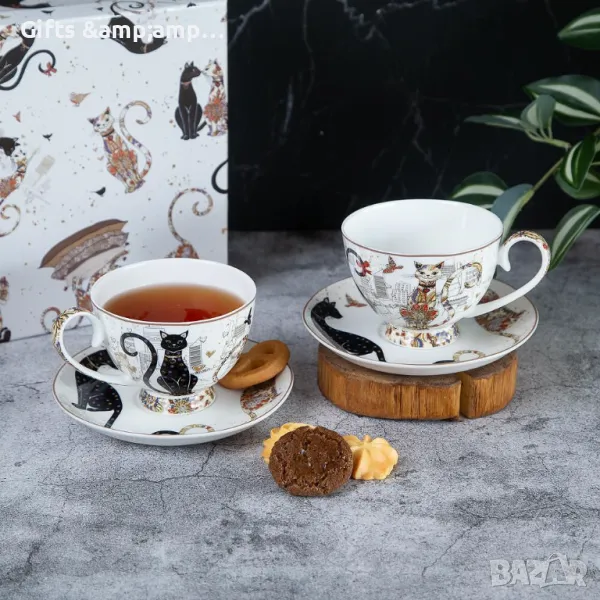 Порцеланова чаша Влюбените котки, снимка 1