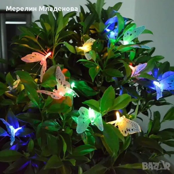 Верига от LED лампички за градината  с пеперуди, 12 лампи, снимка 1