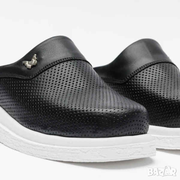 Черни анатомични чехли от естествена кожа | Марка Tuasolea, снимка 1