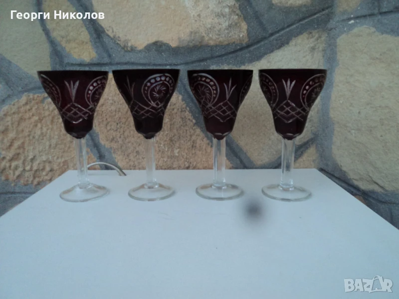 Кристални чаши цветен червен кристал, снимка 1