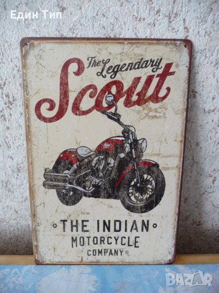 Метална табела Indian Scout Мотор Легендарен Индиан Класика, снимка 1