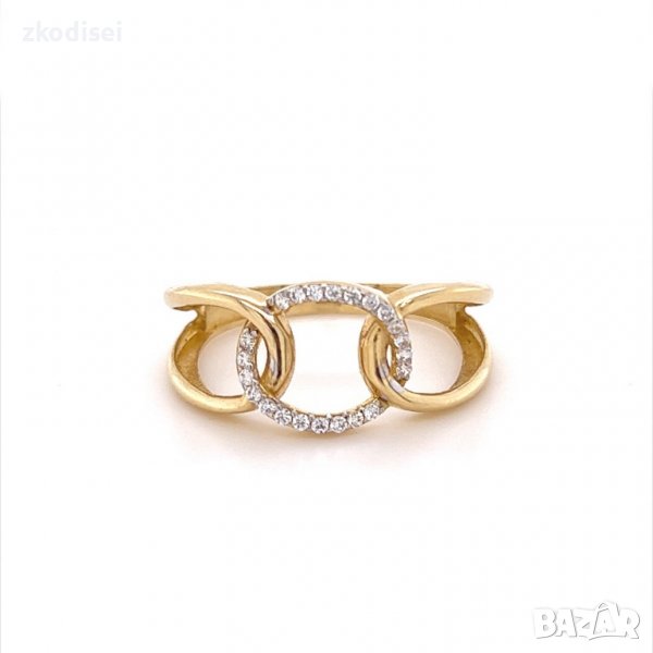 Златен дамски пръстен 2,3гр. размер:58 14кр. проба:585 модел:11774-4, снимка 1