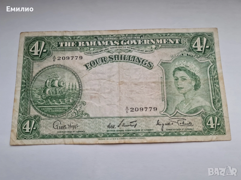 РЯДКА. БАХАМИТЕ 4 ШИЛИНГА ОТ 1953 год , снимка 1