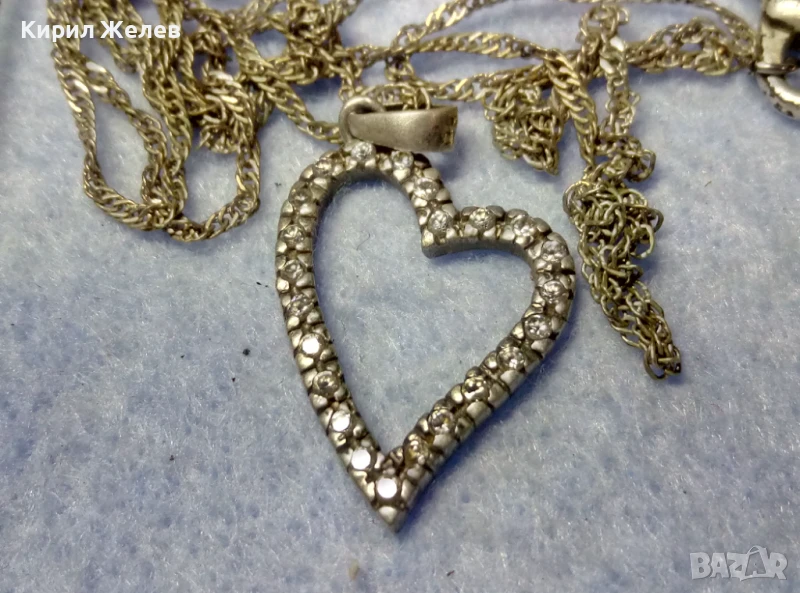 СРЕБЪРЕН ПЕНДАНТ СЪРЧИЦЕ СРЕБРО 925 с ЦИРКОНИ и СРЕБЪРНА 925 ВЕРИЖКА с ПОСРЕБРЕНА ЗАКОПЧАЛКА 49772, снимка 1