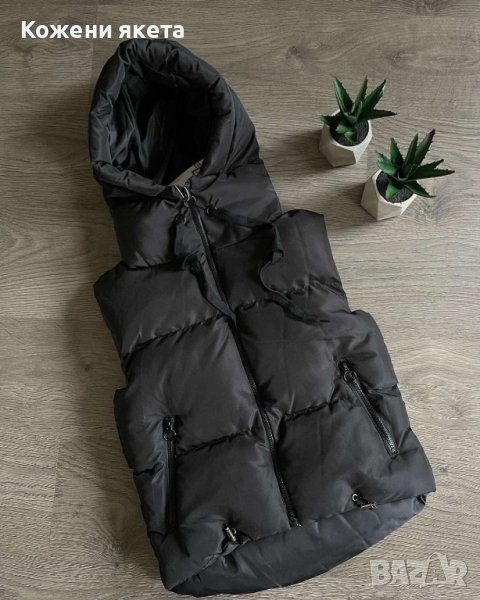 Черен елек с качулка, снимка 1