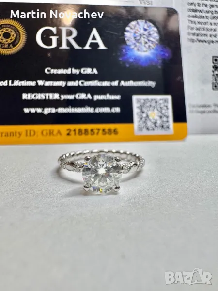 Сребърен пръстен с мойсанит (Диамант) 1 карат, снимка 1