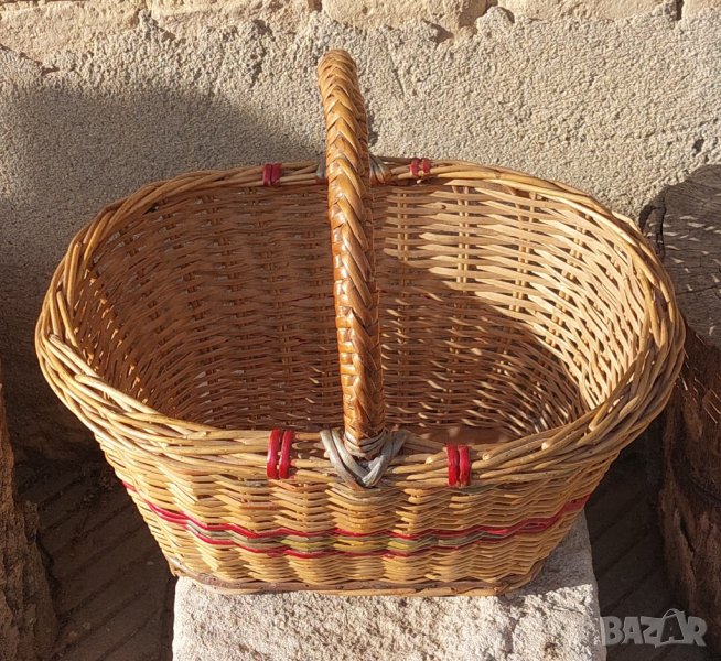 Кошници: плетена кошница за пикник или село, разни модели стари, поднос панер, снимка 1