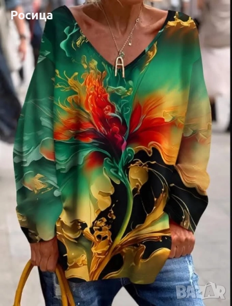 Дамска блуза с дълъг ръкав размер 3ХЛ има разтегливост нова., снимка 1