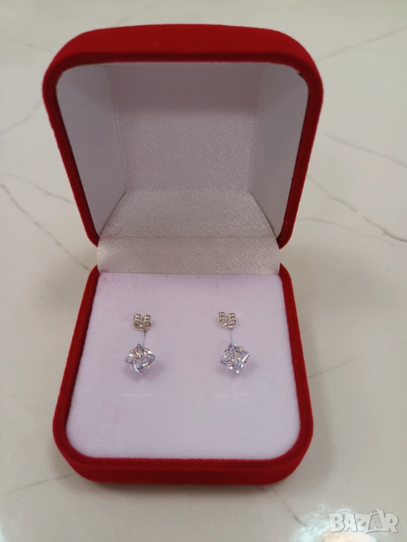 Сребърни обеци, обици с камък, снимка 1