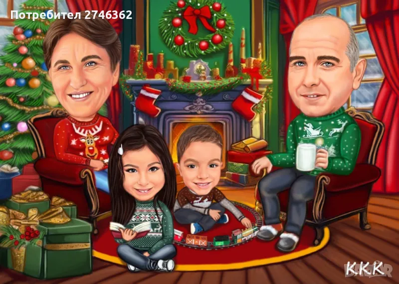 Коледни карикатури/ шарж по снимка, снимка 1
