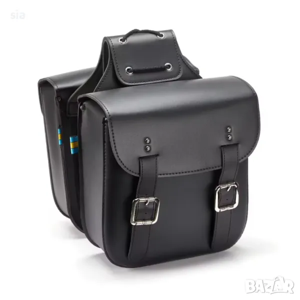 Дисаги за Мотоциклет, кожа, черни куфари за мотор, снимка 1