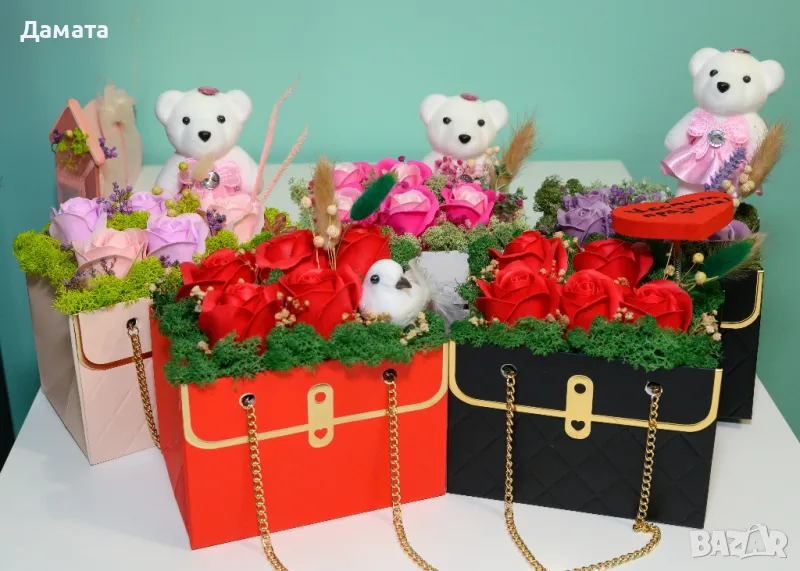 Чантички с рози от пластичен сапун, снимка 1