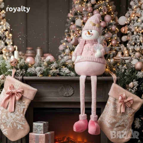 Декоративен коледен снежен човек с дълги крака – 80 см