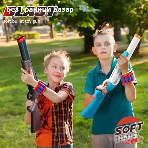 Нова Играчка бластер с изхвърлящи се гилзи – 80 меки куршума за деца, снимка 3 - Други - 49289821