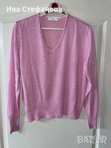 Бонбонено розова блуза с блестящи камъчета Swarovski , снимка 4 - Блузи с дълъг ръкав и пуловери - 35522330