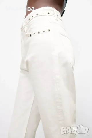 ZARA бели дънки от платен деним, снимка 2 - Дънки - 56041563
