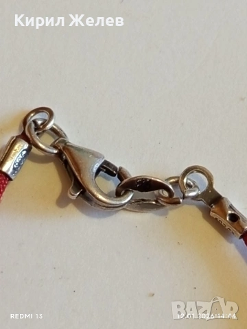 Сребърна гривна с червен конец и висулка КАЛИНКА 🐞 за добър късмет 21101, снимка 4 - Гривни - 53073299