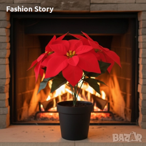 Вечна празнична Коледна звезда – реалистична украса, снимка 3 - Декорация за дома - 52497219