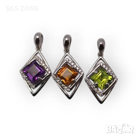 СРЕБЪРЕНА ВИСУЛКА СЪС АМЕТИСТ ПЕРИДОТ ИЛИ ЦИТРИН