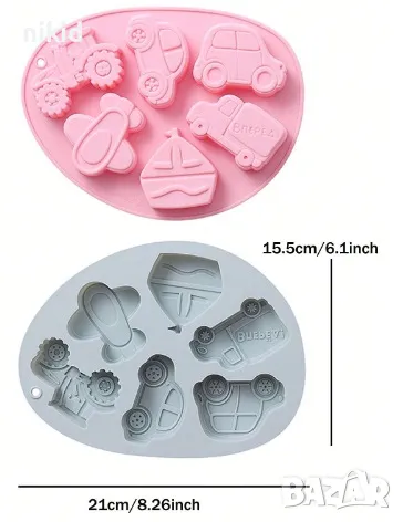 6 превозни средства кола камион лодка трактор самолет силиконов молд форма фондан шоколад гипс сапун, снимка 2 - Форми - 47754148