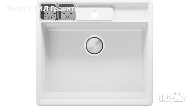Бяла кухненска мивка от гранит Ню Йорк 60 Multispace 580 x 530 мм