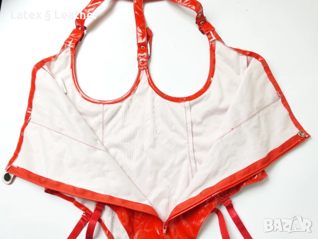 Червено лачено боди с отворени чашки и дъно, снимка 8 - Бельо - 52190741