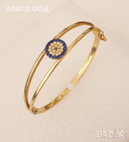 Детски твърди златни гривни тип белезник - 14К, снимка 2 - Гривни - 31587203