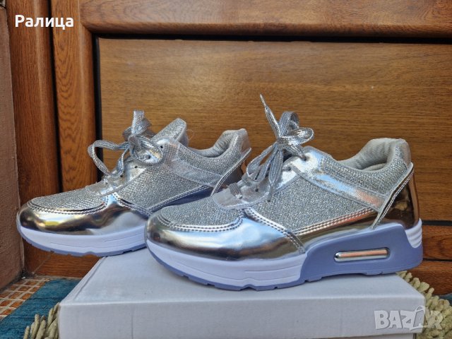 Дамски сиви кецове, снимка 5 - Дамски боти - 42387450