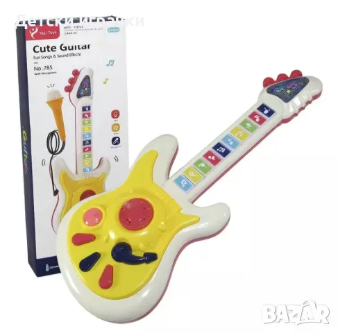 Детска китара с микрофон на батерии, с клавиши, снимка 3 - Музикални играчки - 48647311