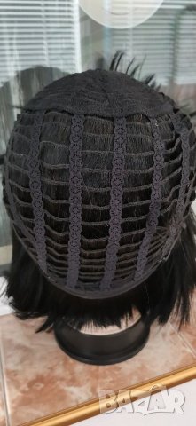 Нова черна перука от естествена коса перука от човешки косъм 30 см Боб стил - мод.16, снимка 12 - Аксесоари за коса - 29932399