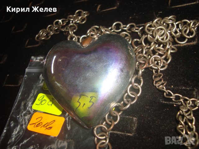 СТАР СЪРЦЕВИДЕН ВИНТИДЖ МЕДАЛЬОН КОЛИЕ ЦВЕТЕН КРИСТАЛ БРОНЗ ВЕРИЖКА МНОГО КРАСИВО КОЛИЕ 24791, снимка 10 - Колиета, медальони, синджири - 34507773