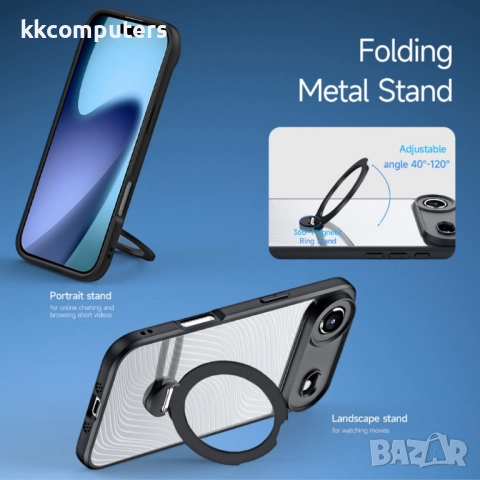 iPhone Air DUX DUCIS Aimo Series Калъф с Вградена Стойка и MagSafe – черен, снимка 3 - Калъфи, кейсове - 52038849