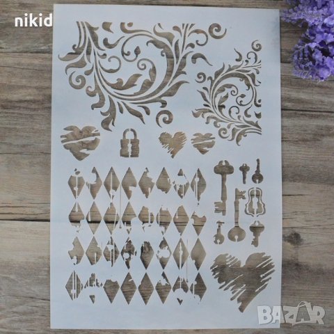Катинар ключ ромбове сърце орнаменти шаблон стенсил спрей за торта Scrapbooking